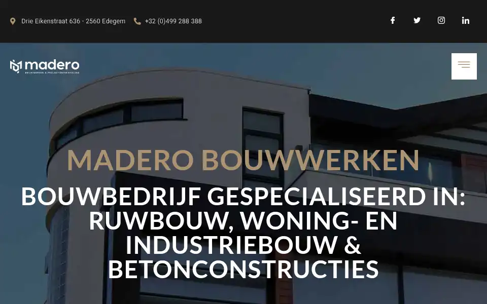 Screenshot of maderobouw.be