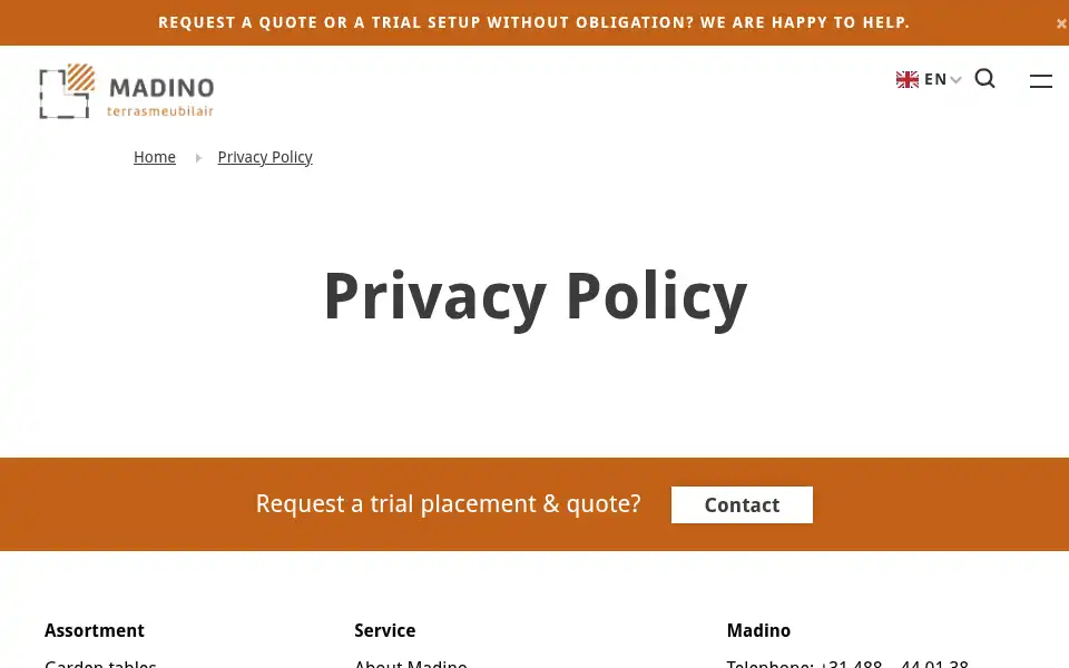 Screenshot of madino.nl