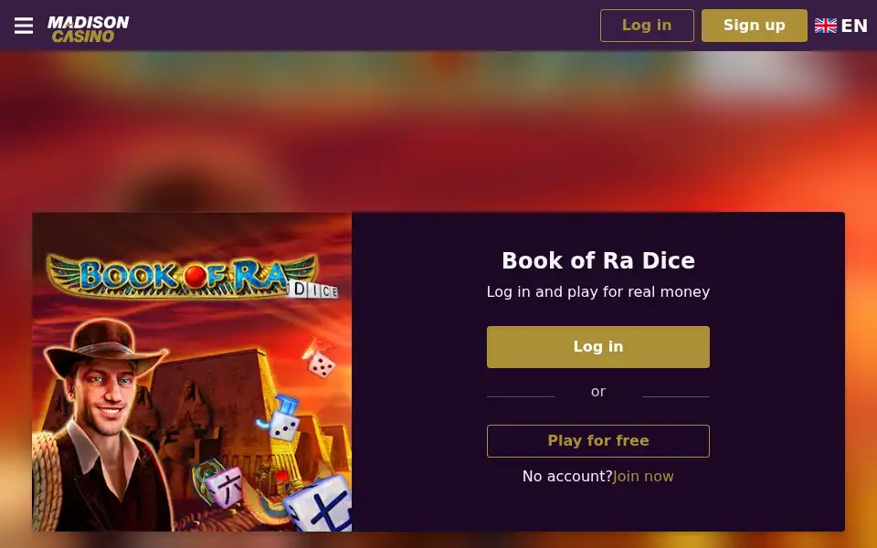 Screenshot of madisoncasino.be
