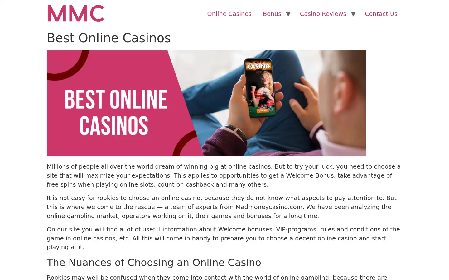 Screenshot of madmoneycasino.com