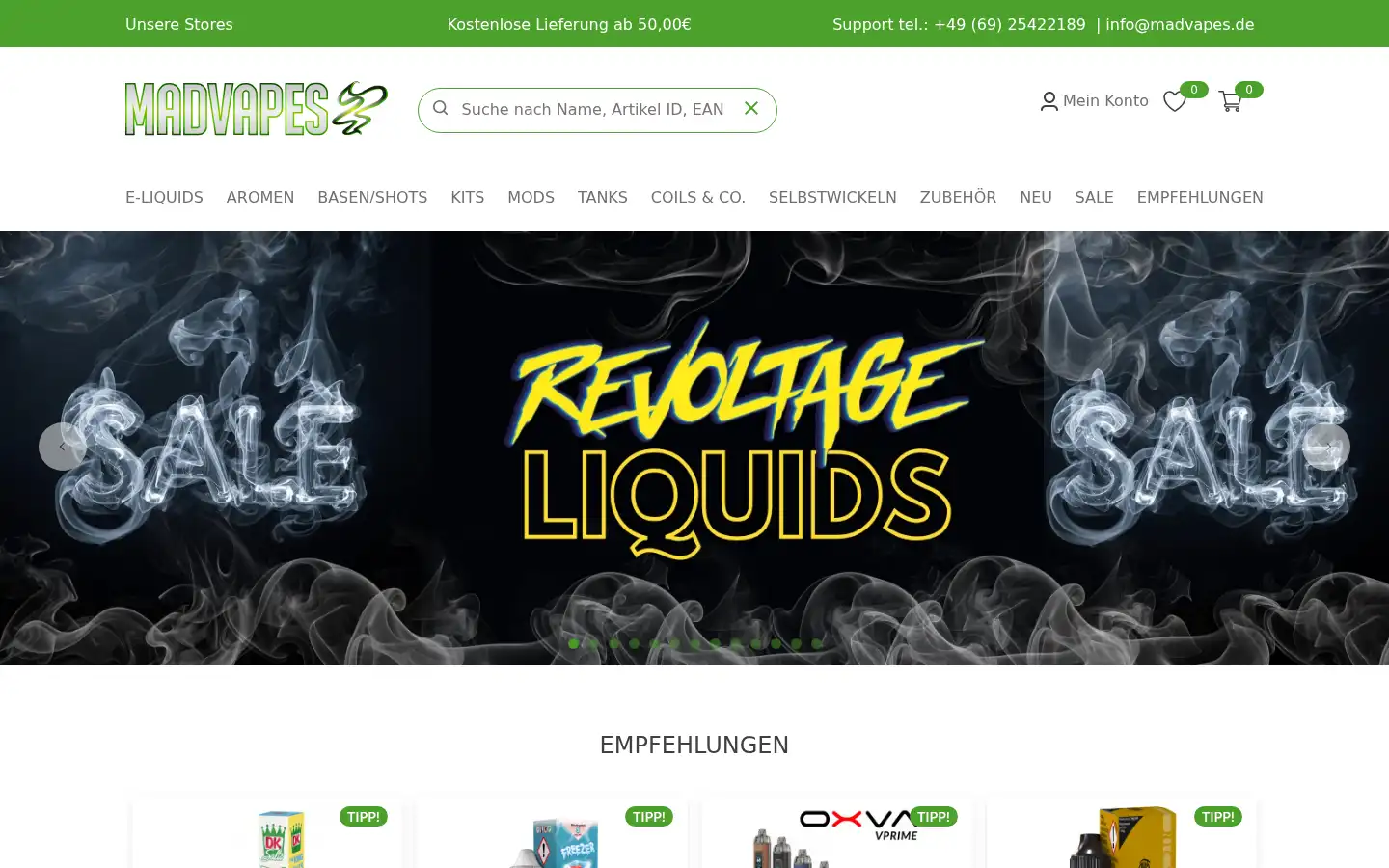 Screenshot of madvapes.de