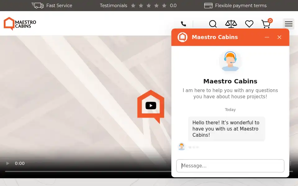Screenshot of maestrocabins.co.uk