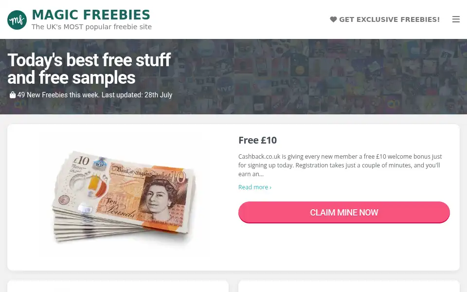 Screenshot of magicfreebiesuk.co.uk