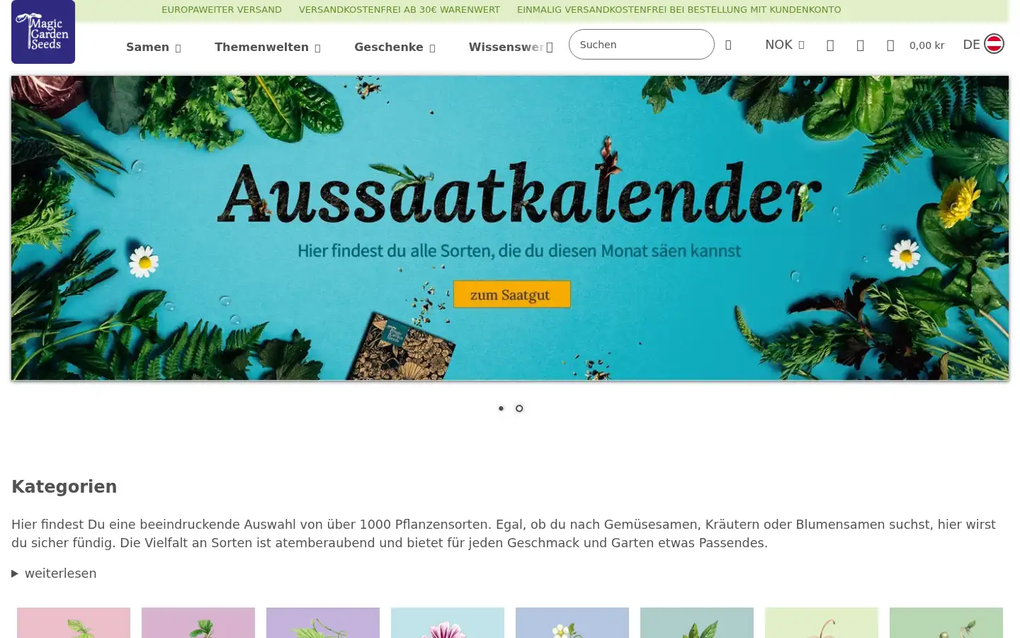 Screenshot of magicgardenseeds.at