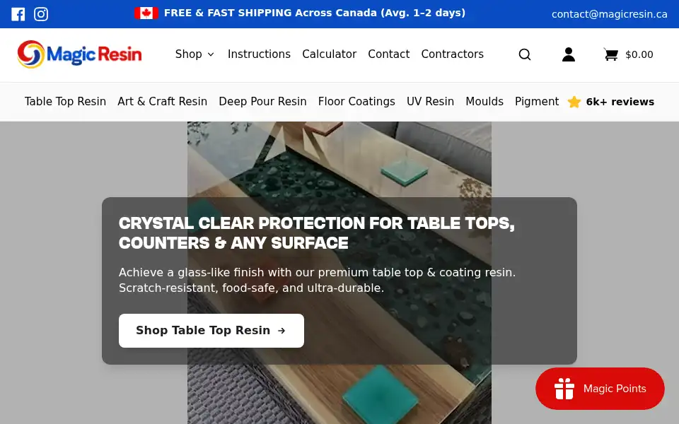 Screenshot of magicresin.ca