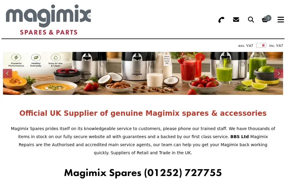 Screenshot of magimix-spares.co.uk