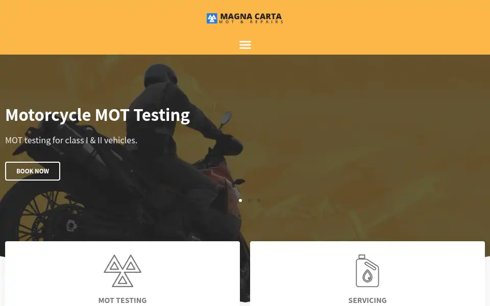 Screenshot of magnacartamotcentre.co.uk