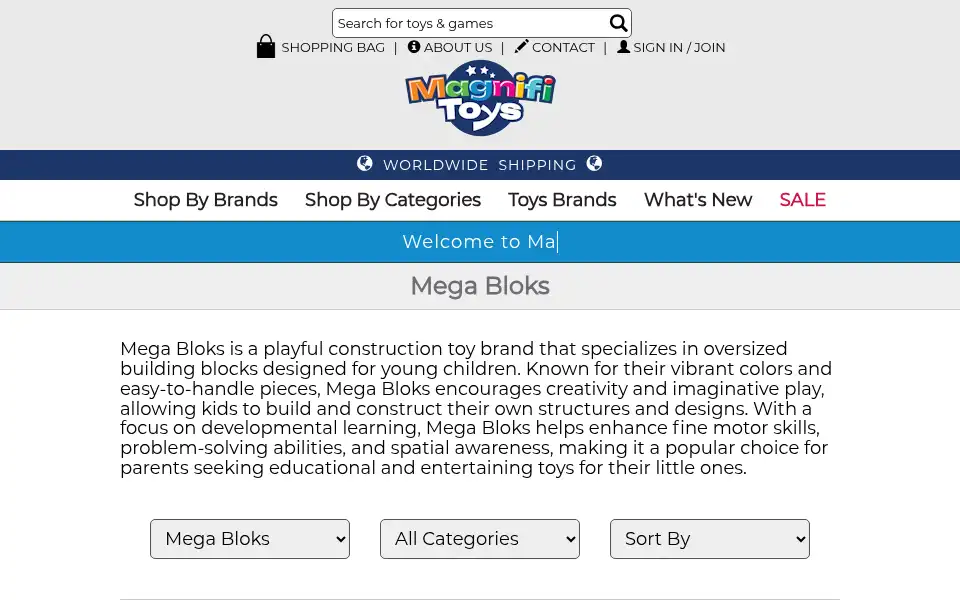 Screenshot of magnifitoys.com