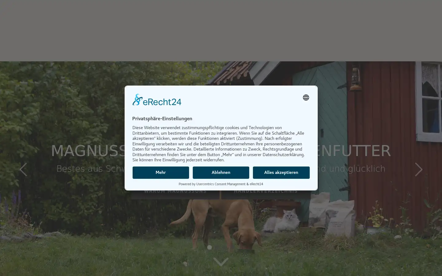 Screenshot of magnussonpetfood.de
