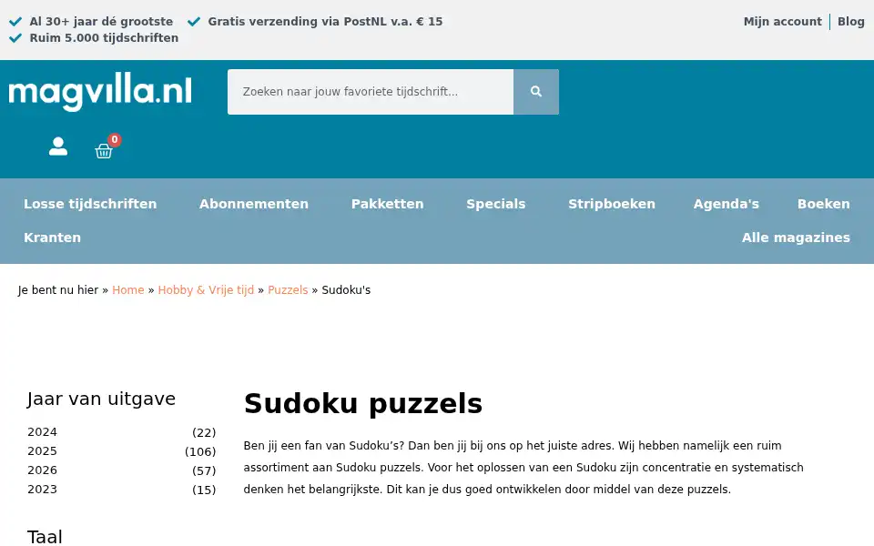 Screenshot of magvilla.nl