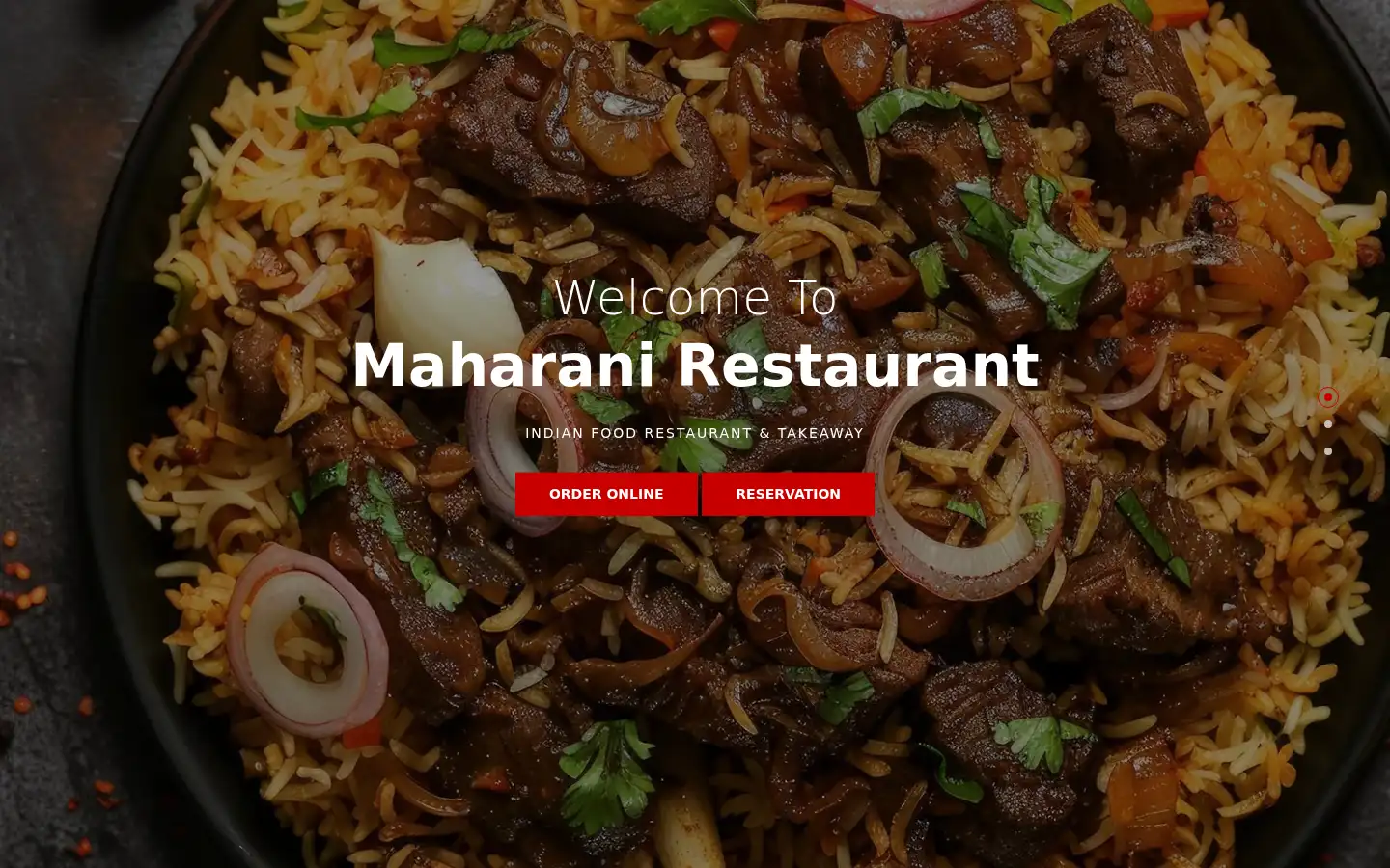 Screenshot of maharani-restaurant.co.uk