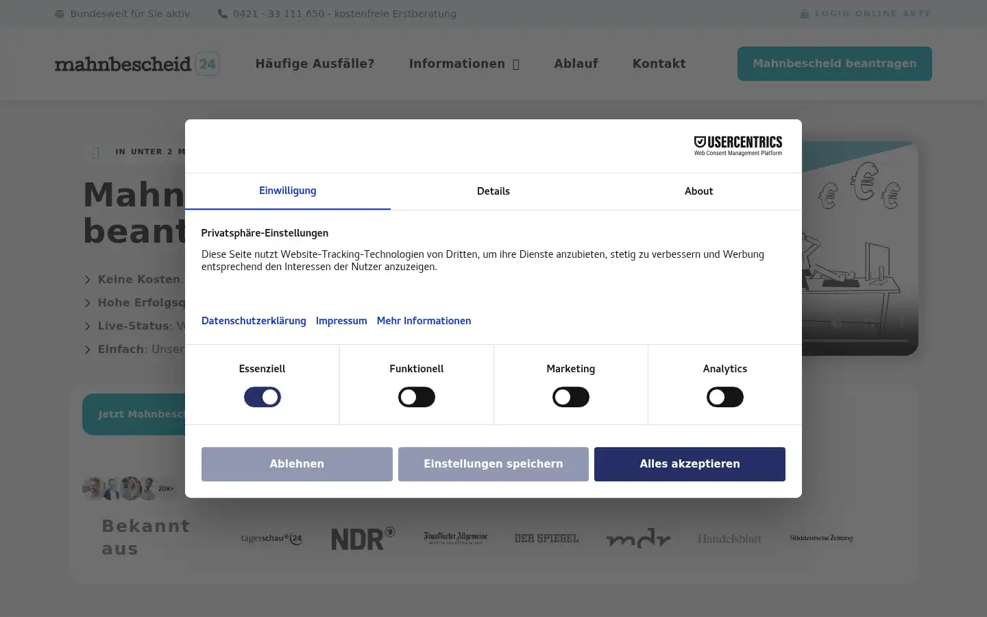 Screenshot of mahnbescheid24.online