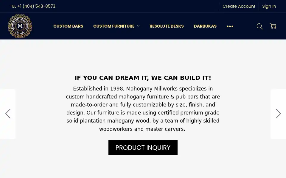 Screenshot of mahoganymillworks.com