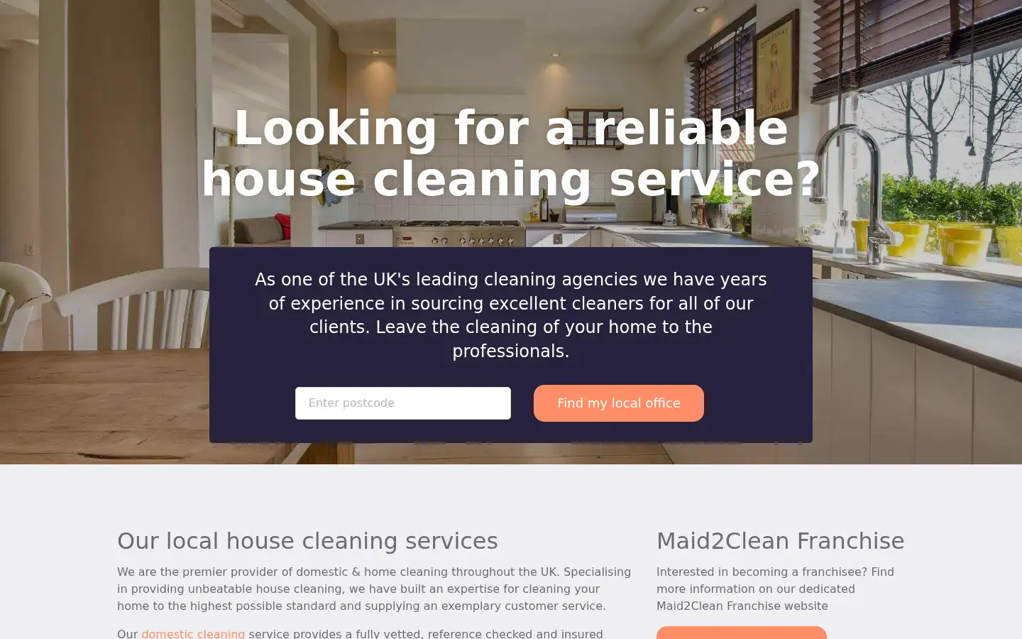 Screenshot of maid2clean.co.uk