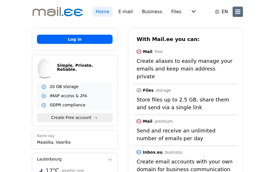 Screenshot of mail.ee