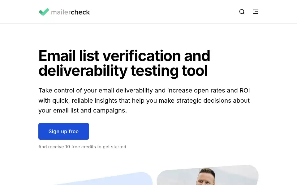 Screenshot of mailercheck.com