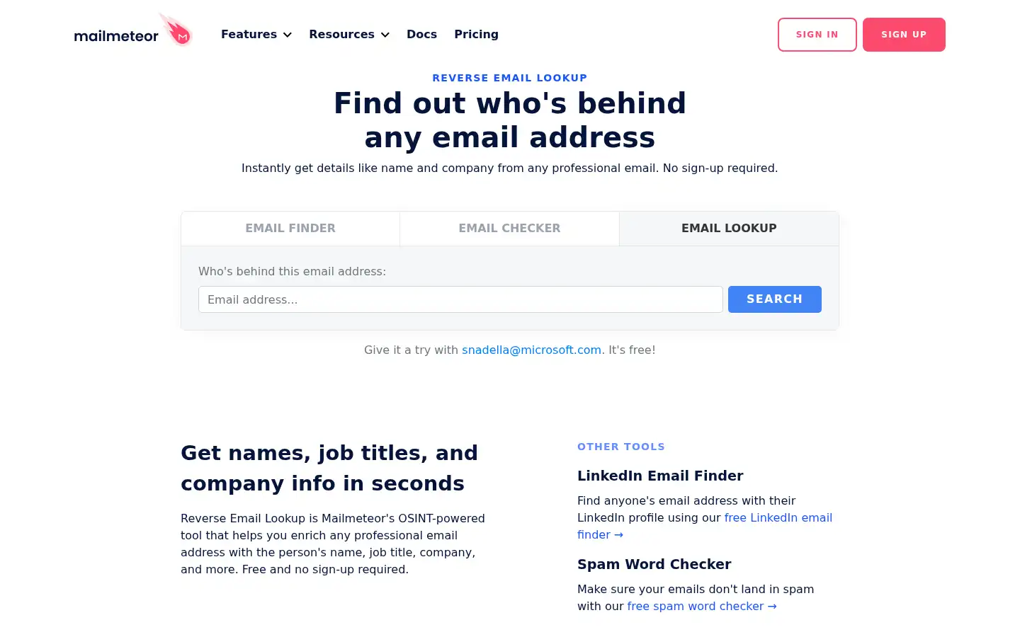Screenshot of mailmeteor.com