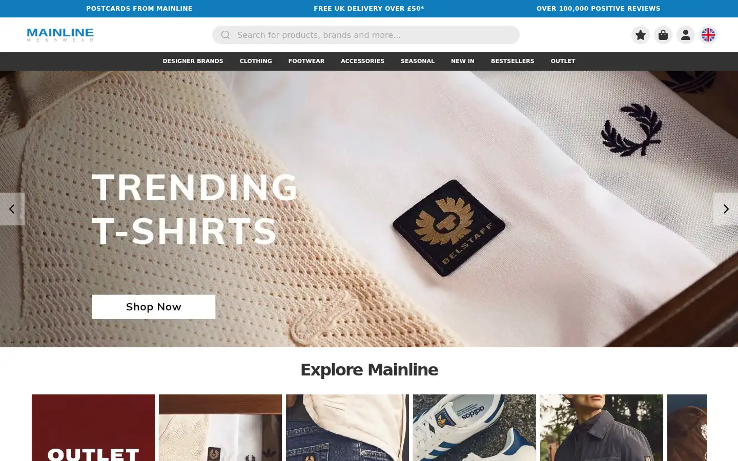 Screenshot of mainlinemenswear.co.uk