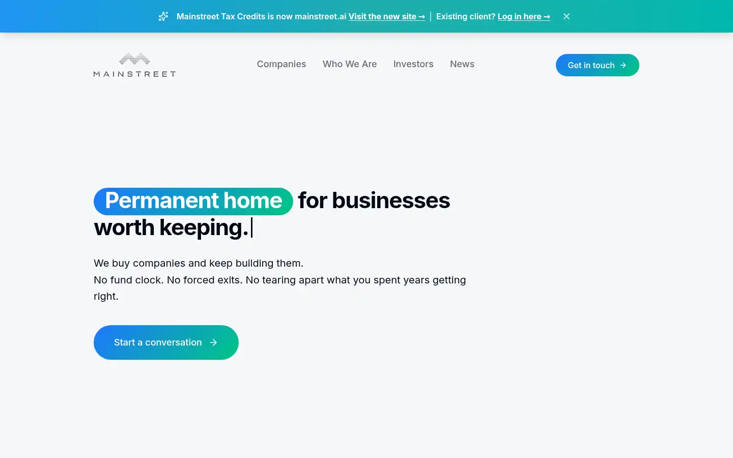Screenshot of mainstreet.com