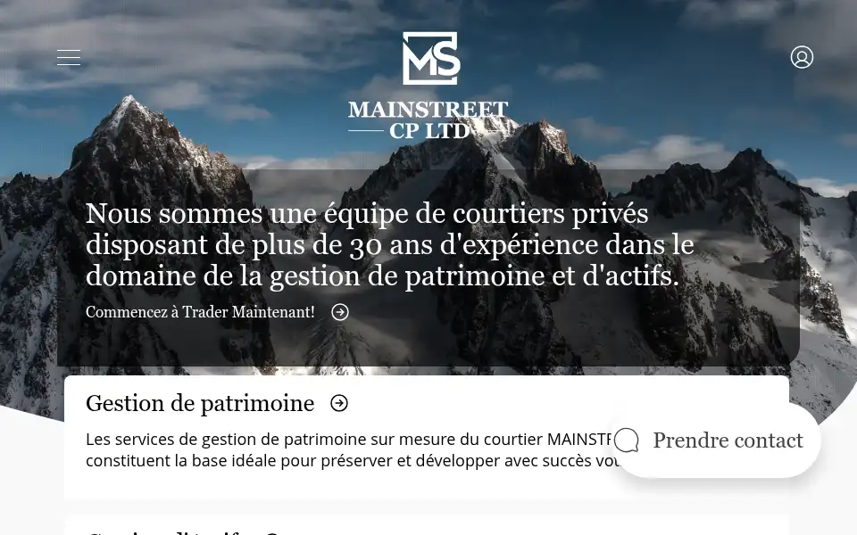 Screenshot of mainstreetcpltd.com