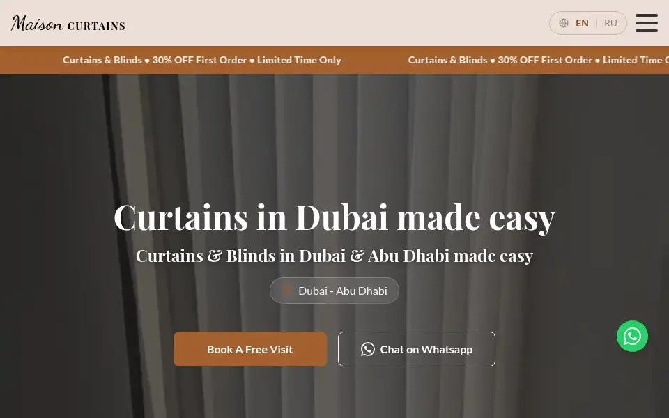 Screenshot of maisoncurtains.ae