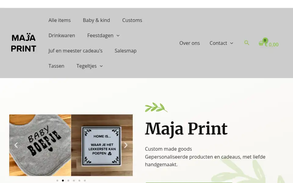 Screenshot of maja-print.nl