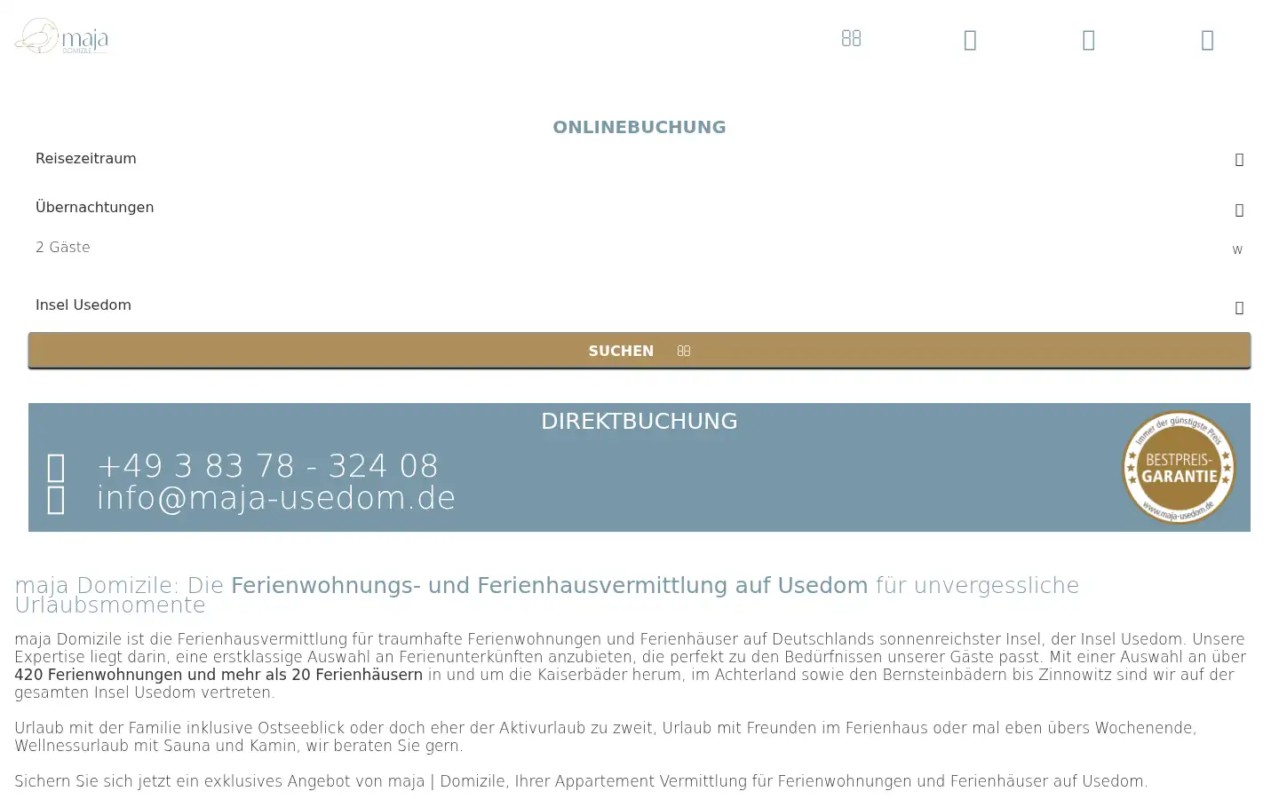 Screenshot of maja-usedom.de