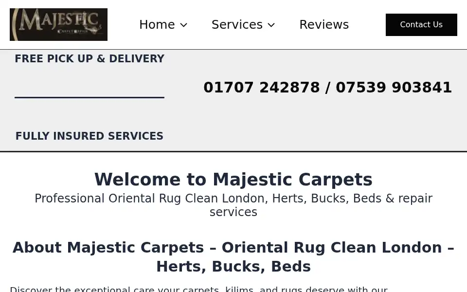 Screenshot of majesticcarpet.co.uk
