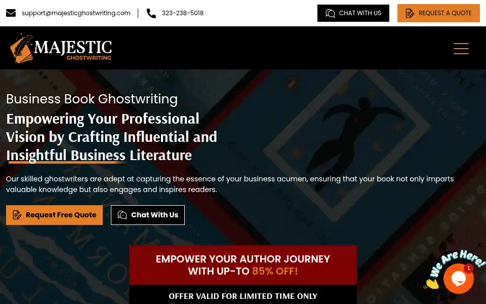 Screenshot of majesticghostwriting.com