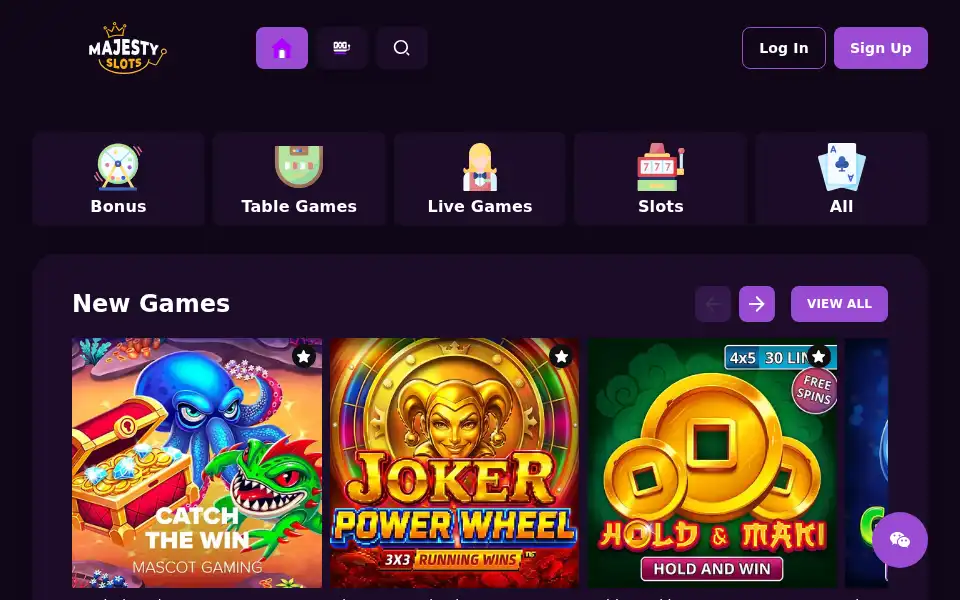 Screenshot of majestyslots.com