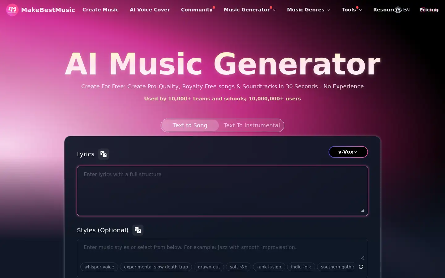 Screenshot of makebestmusic.com