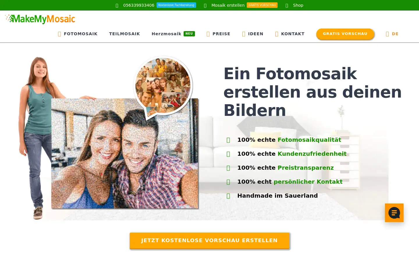 Screenshot of makemymosaic.de