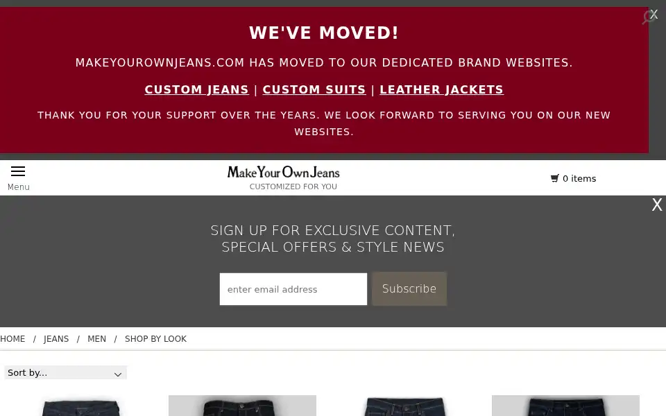 Screenshot of makeyourownjeans.com
