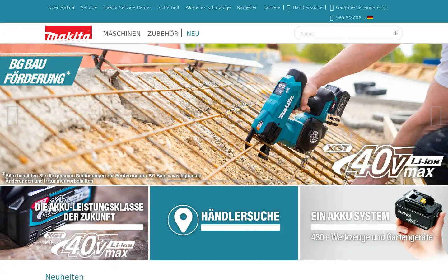Screenshot of makita.de