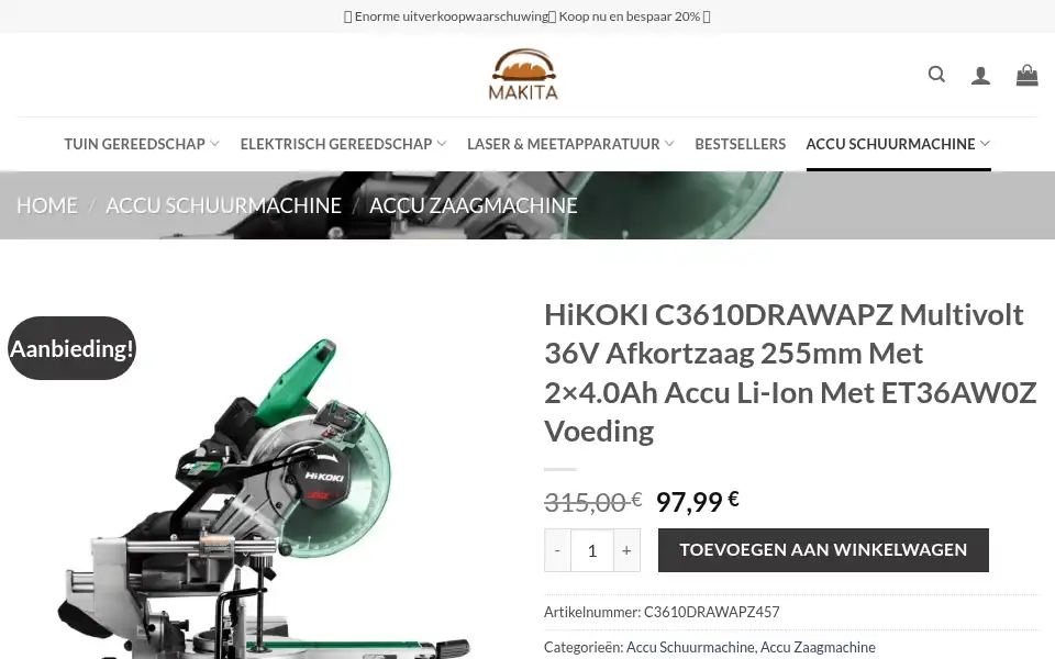 Screenshot of makitagoedkoop.com