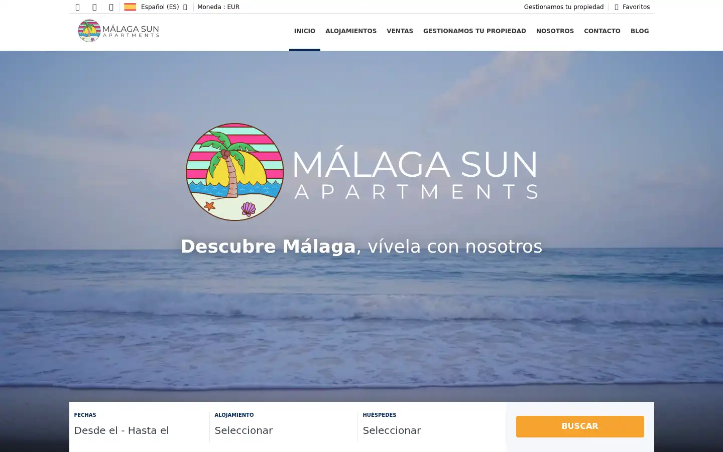 Screenshot of malagasunapartments.com