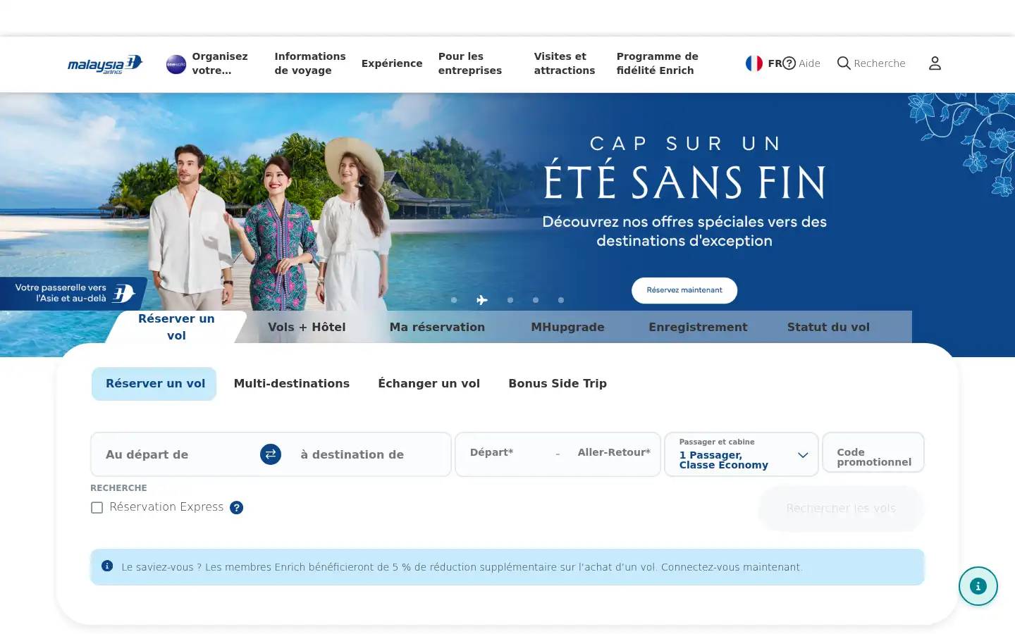 Screenshot of malaysiaairlines.com