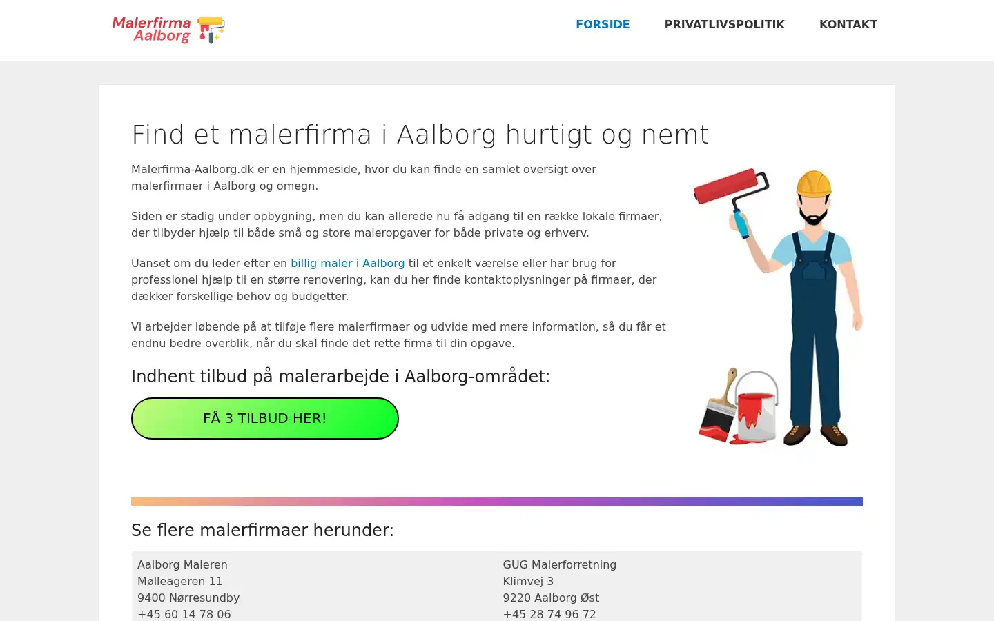 Screenshot of malermester-tr.dk