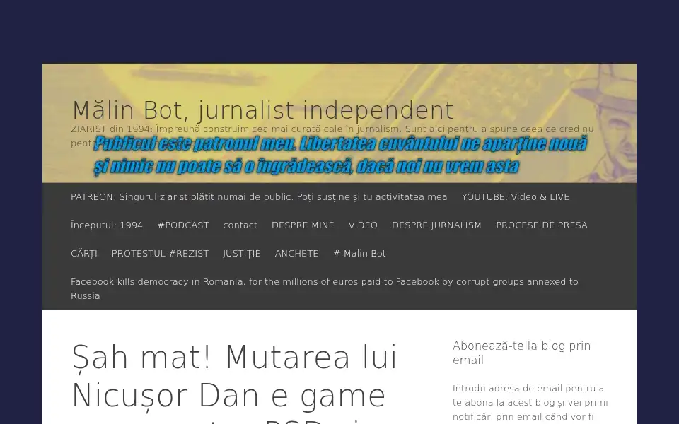 Screenshot of malinbot.wordpress.com
