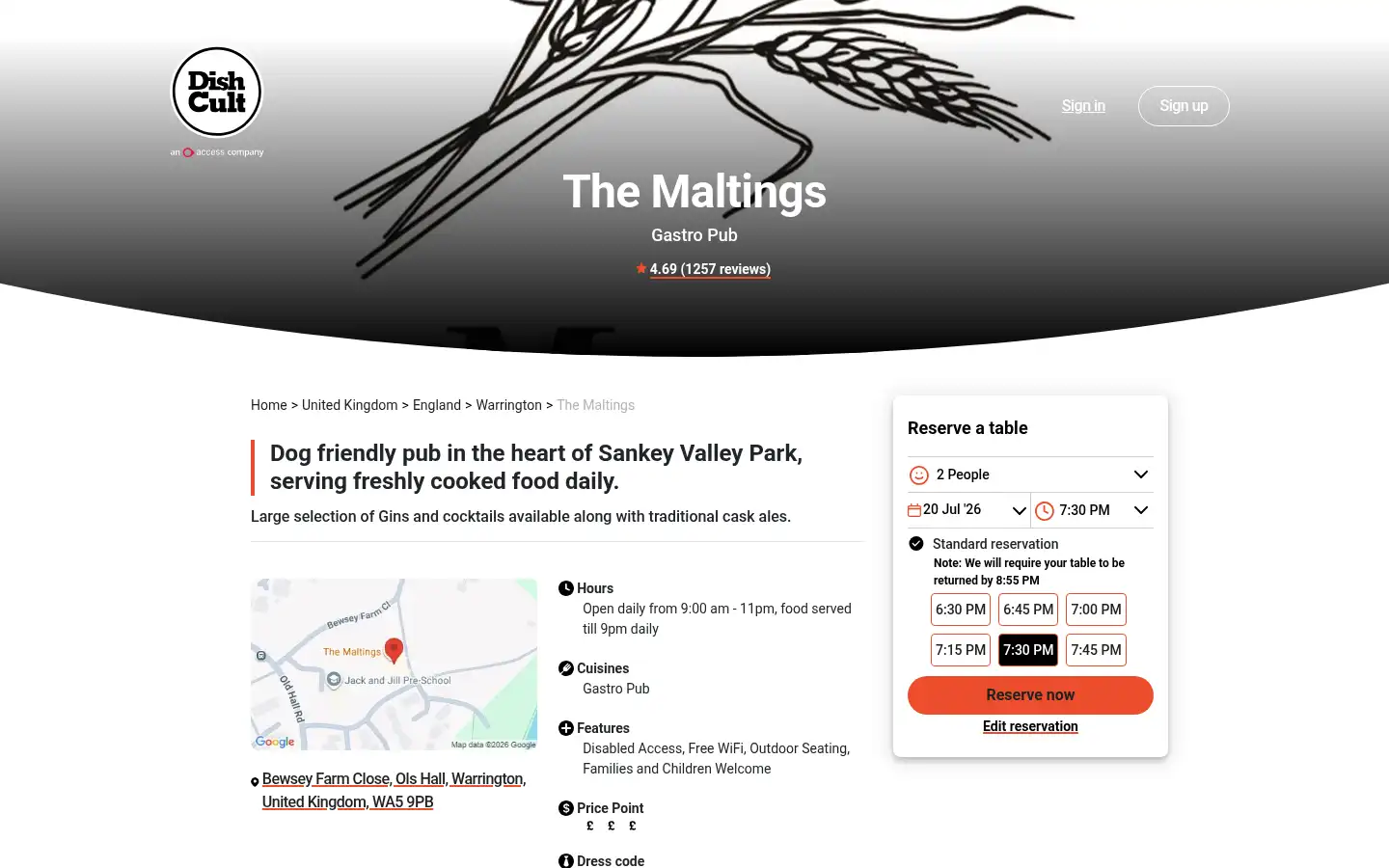 Screenshot of maltingswarrington.co.uk