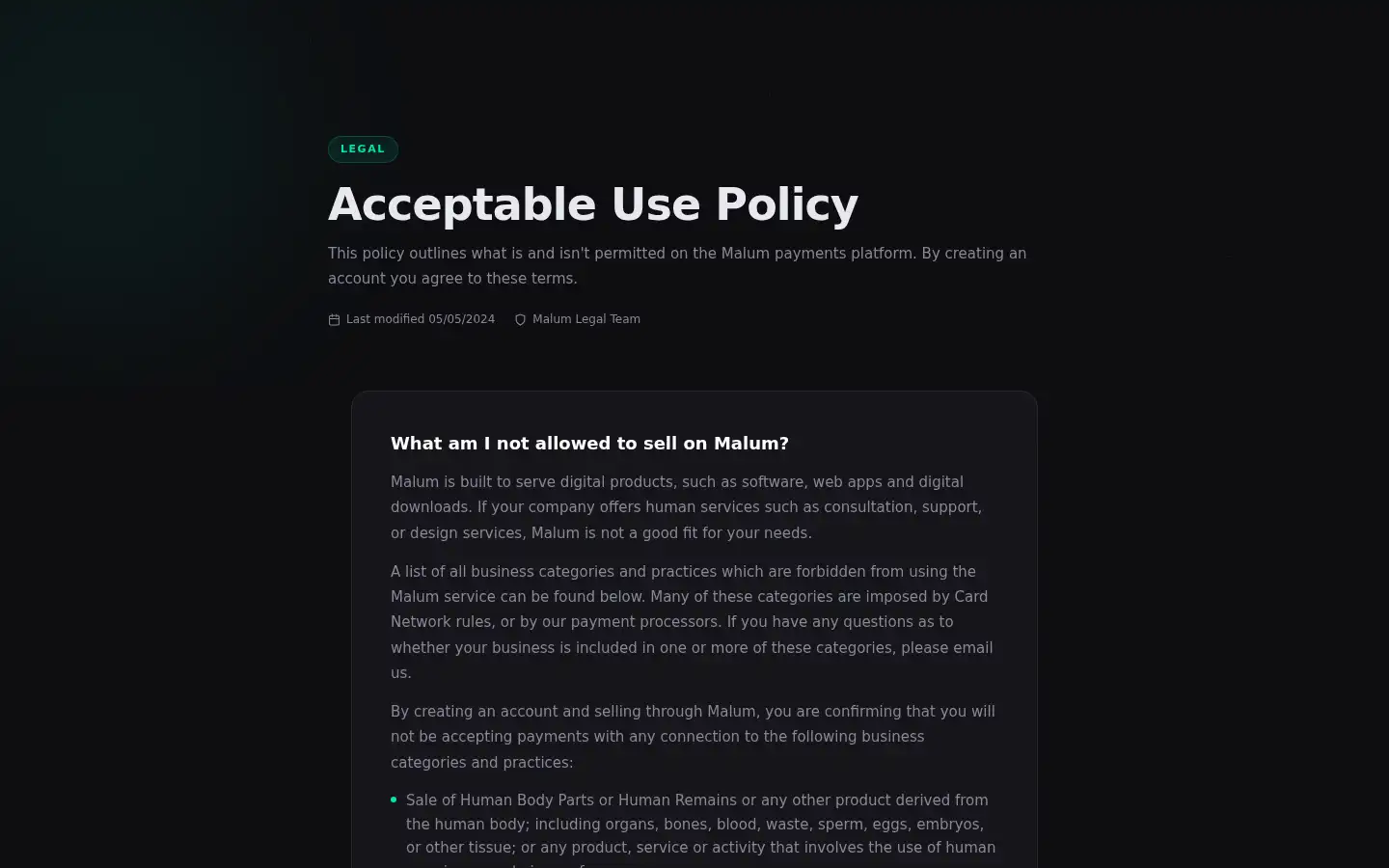Screenshot of malum.co