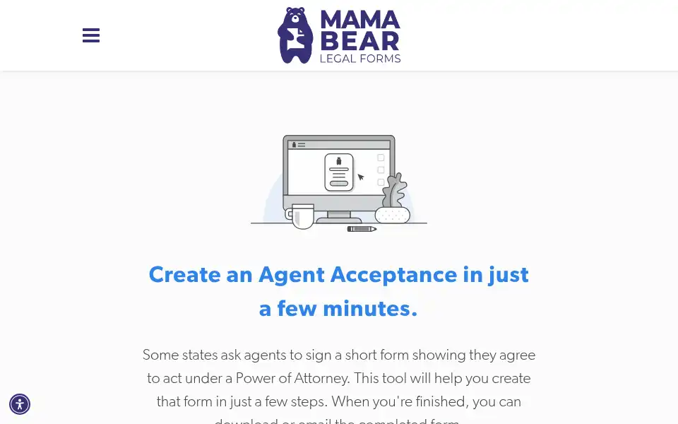 Screenshot of mamabearlegalforms.com