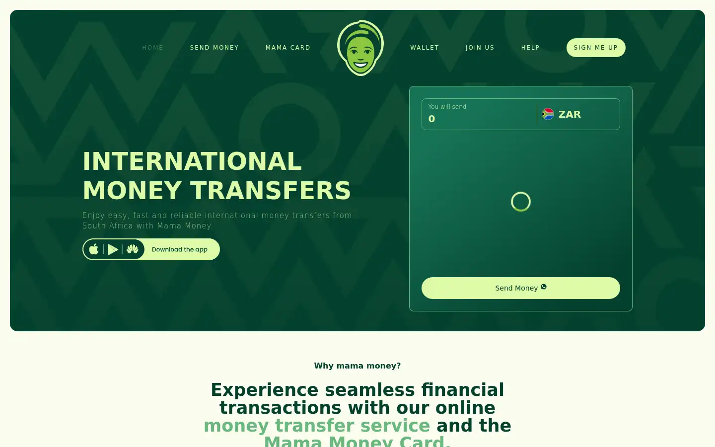 Screenshot of mamamoney.co.za
