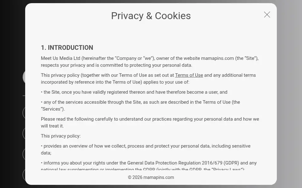 Screenshot of mamapins.com