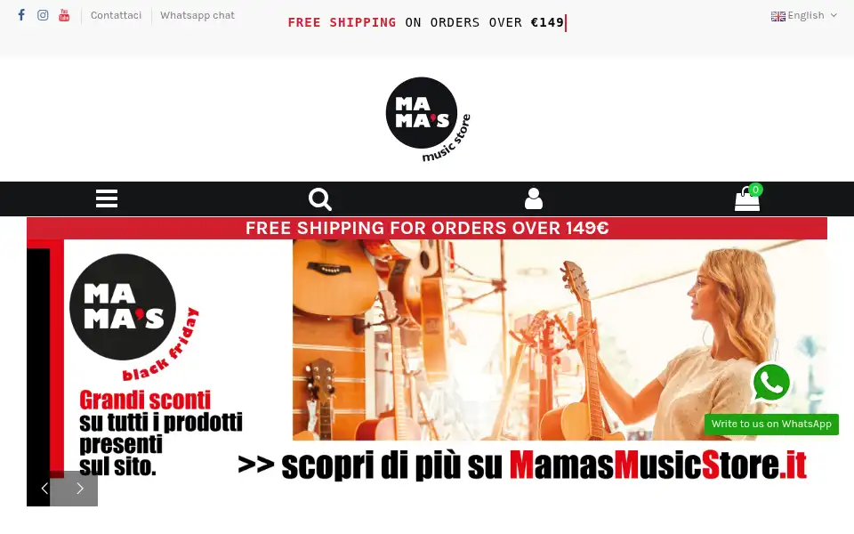 Screenshot of mamasmusicstore.it