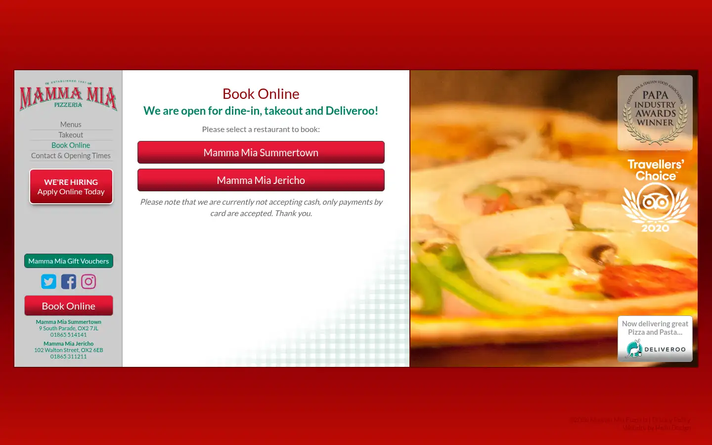 Screenshot of mammamiapizzeria.co.uk