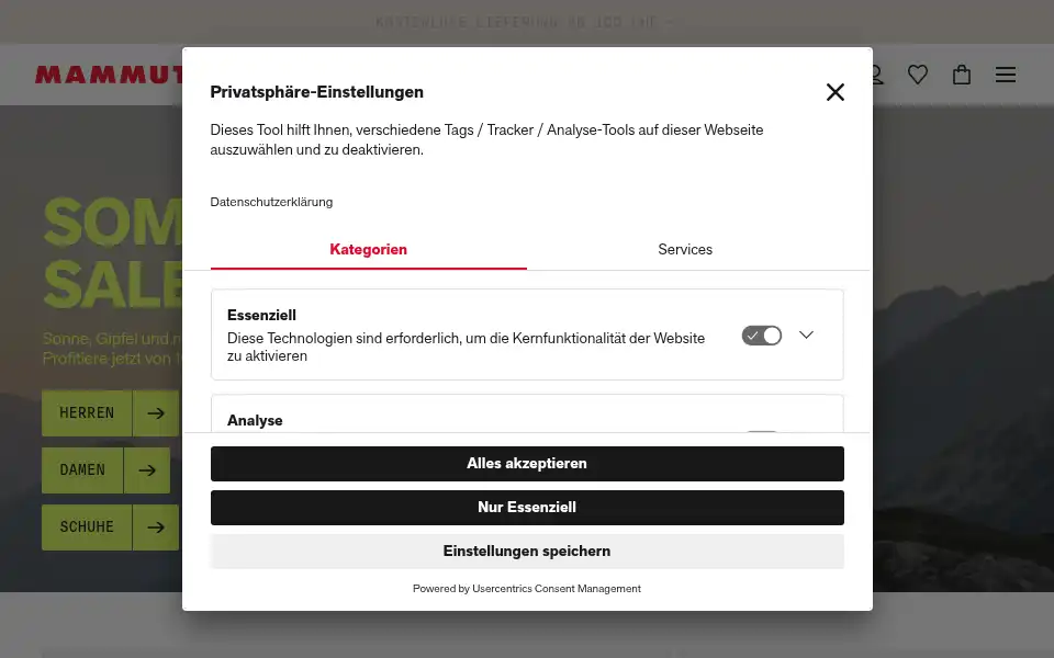 Screenshot of mammut.ch