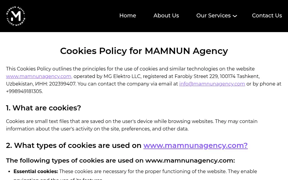 Screenshot of mamnunagency.com