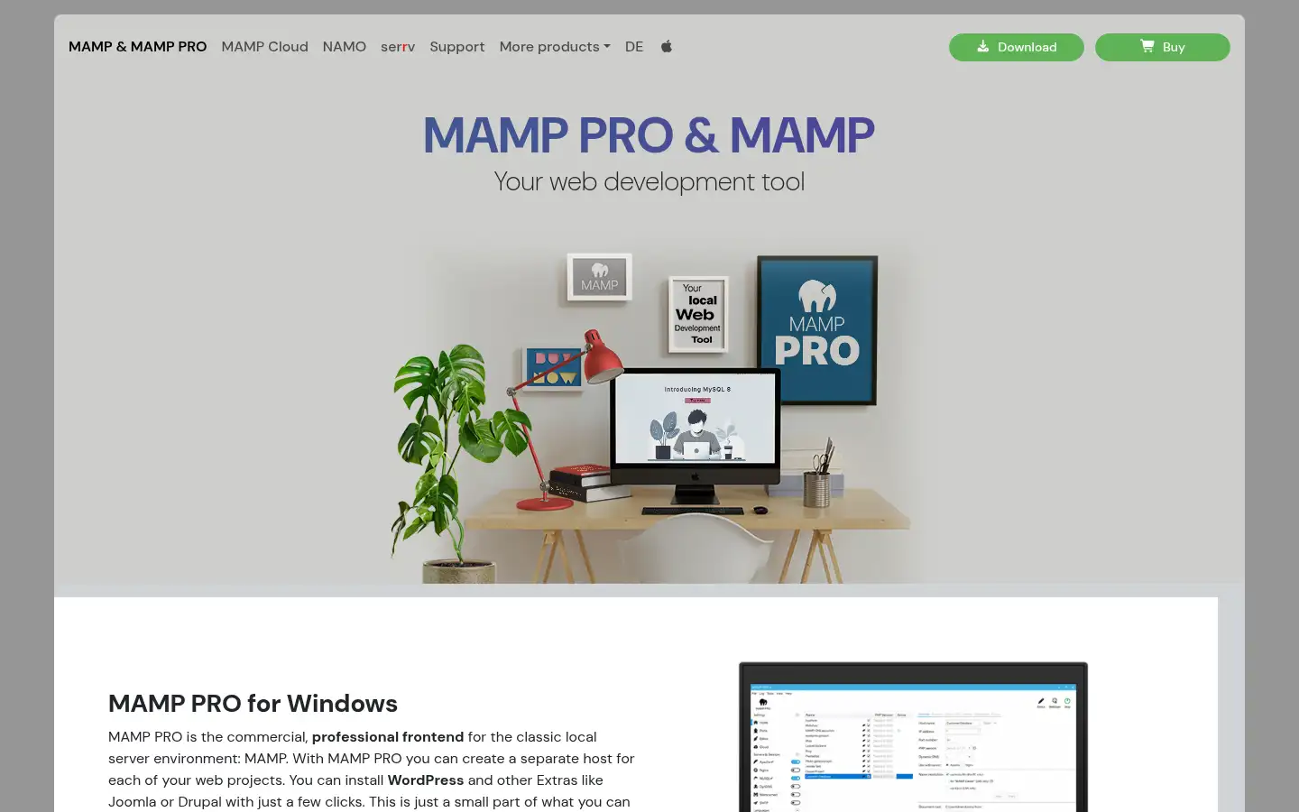 Screenshot of mamp.info