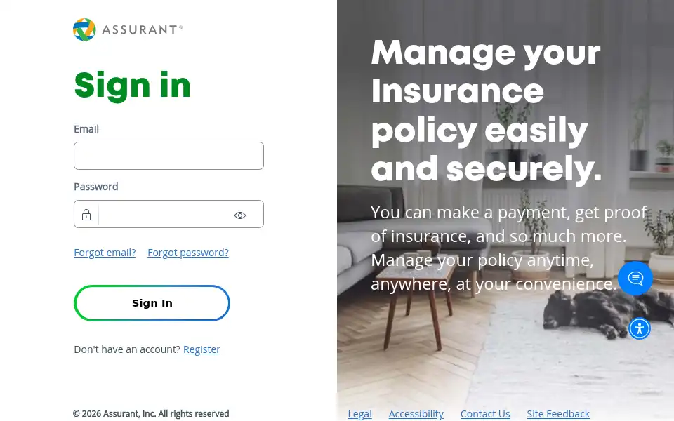 Screenshot of manage.myassurantpolicy.com